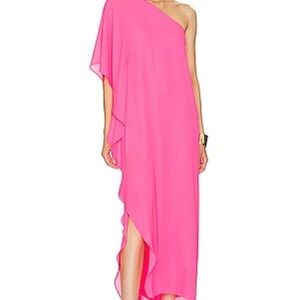 Krisa Draped One-Shoulder Maxi Dress – Pink – Size Medium
